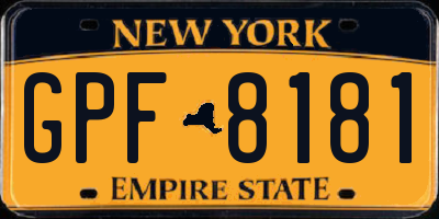 NY license plate GPF8181