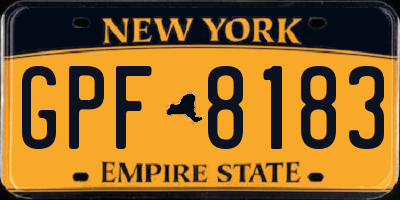 NY license plate GPF8183