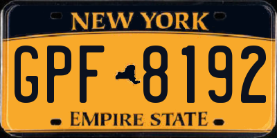 NY license plate GPF8192