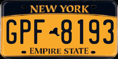 NY license plate GPF8193