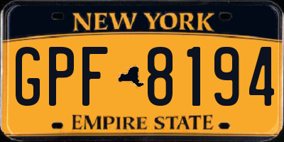 NY license plate GPF8194
