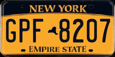 NY license plate GPF8207