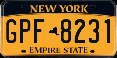 NY license plate GPF8231
