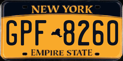 NY license plate GPF8260