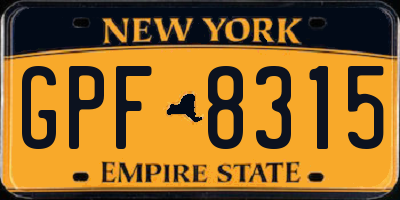 NY license plate GPF8315