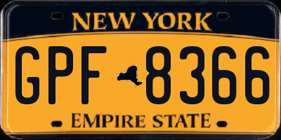 NY license plate GPF8366