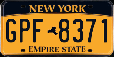 NY license plate GPF8371
