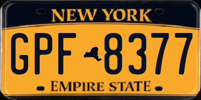 NY license plate GPF8377