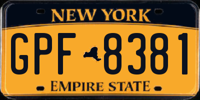 NY license plate GPF8381