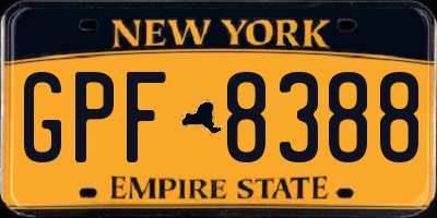 NY license plate GPF8388