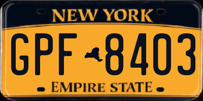 NY license plate GPF8403