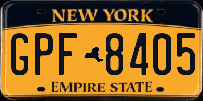 NY license plate GPF8405