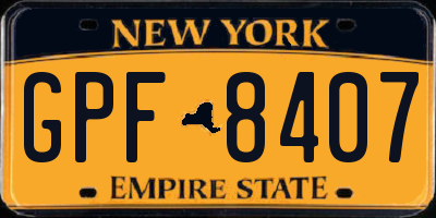 NY license plate GPF8407