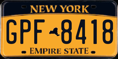 NY license plate GPF8418