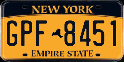 NY license plate GPF8451