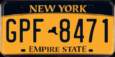 NY license plate GPF8471