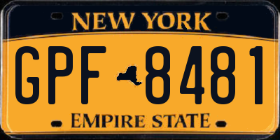 NY license plate GPF8481