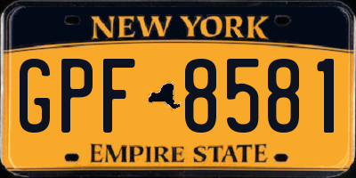 NY license plate GPF8581