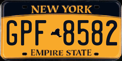 NY license plate GPF8582