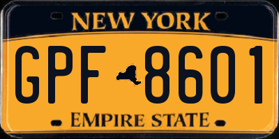 NY license plate GPF8601