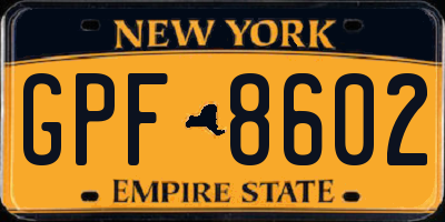 NY license plate GPF8602