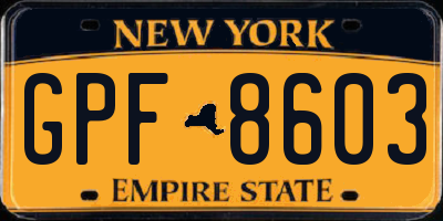 NY license plate GPF8603