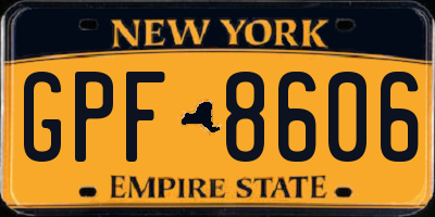 NY license plate GPF8606