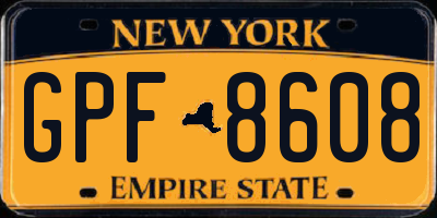 NY license plate GPF8608