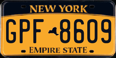 NY license plate GPF8609