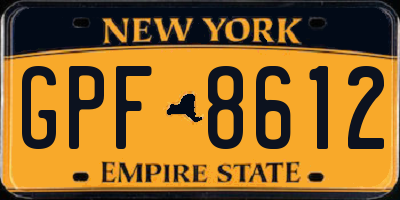 NY license plate GPF8612