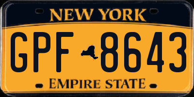 NY license plate GPF8643