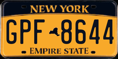 NY license plate GPF8644