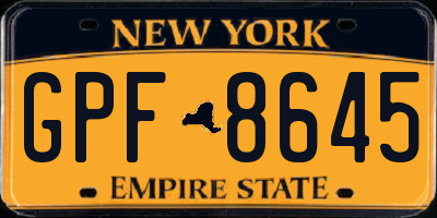 NY license plate GPF8645