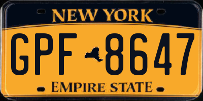 NY license plate GPF8647