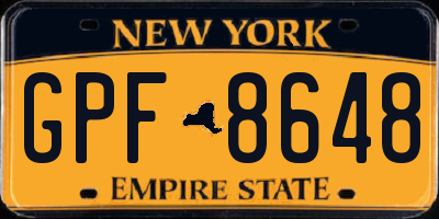 NY license plate GPF8648