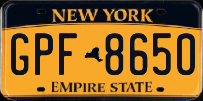 NY license plate GPF8650