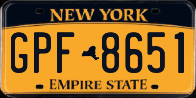NY license plate GPF8651