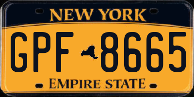 NY license plate GPF8665