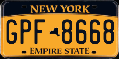 NY license plate GPF8668