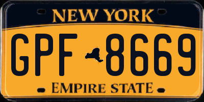 NY license plate GPF8669