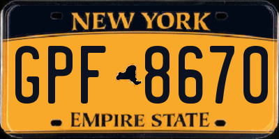 NY license plate GPF8670