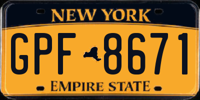 NY license plate GPF8671