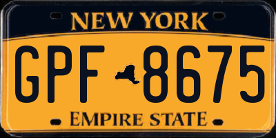 NY license plate GPF8675