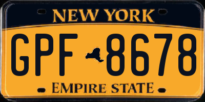 NY license plate GPF8678