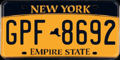 NY license plate GPF8692