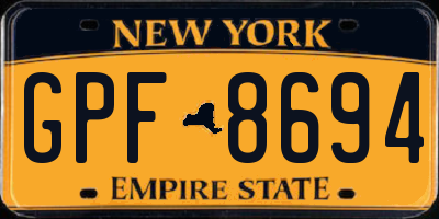 NY license plate GPF8694