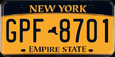 NY license plate GPF8701
