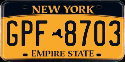 NY license plate GPF8703