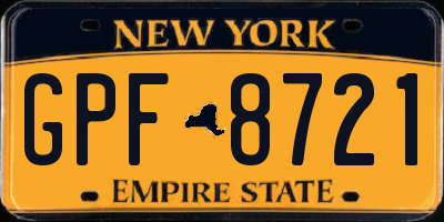 NY license plate GPF8721