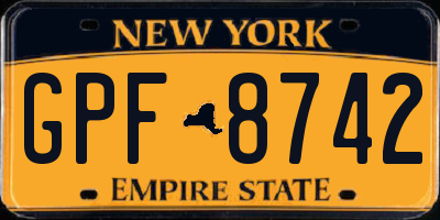 NY license plate GPF8742